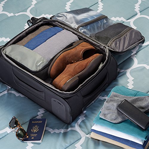 Amazon Basics 4 Piece Packing Travel Organizer Cubes Set - Medium, Grey